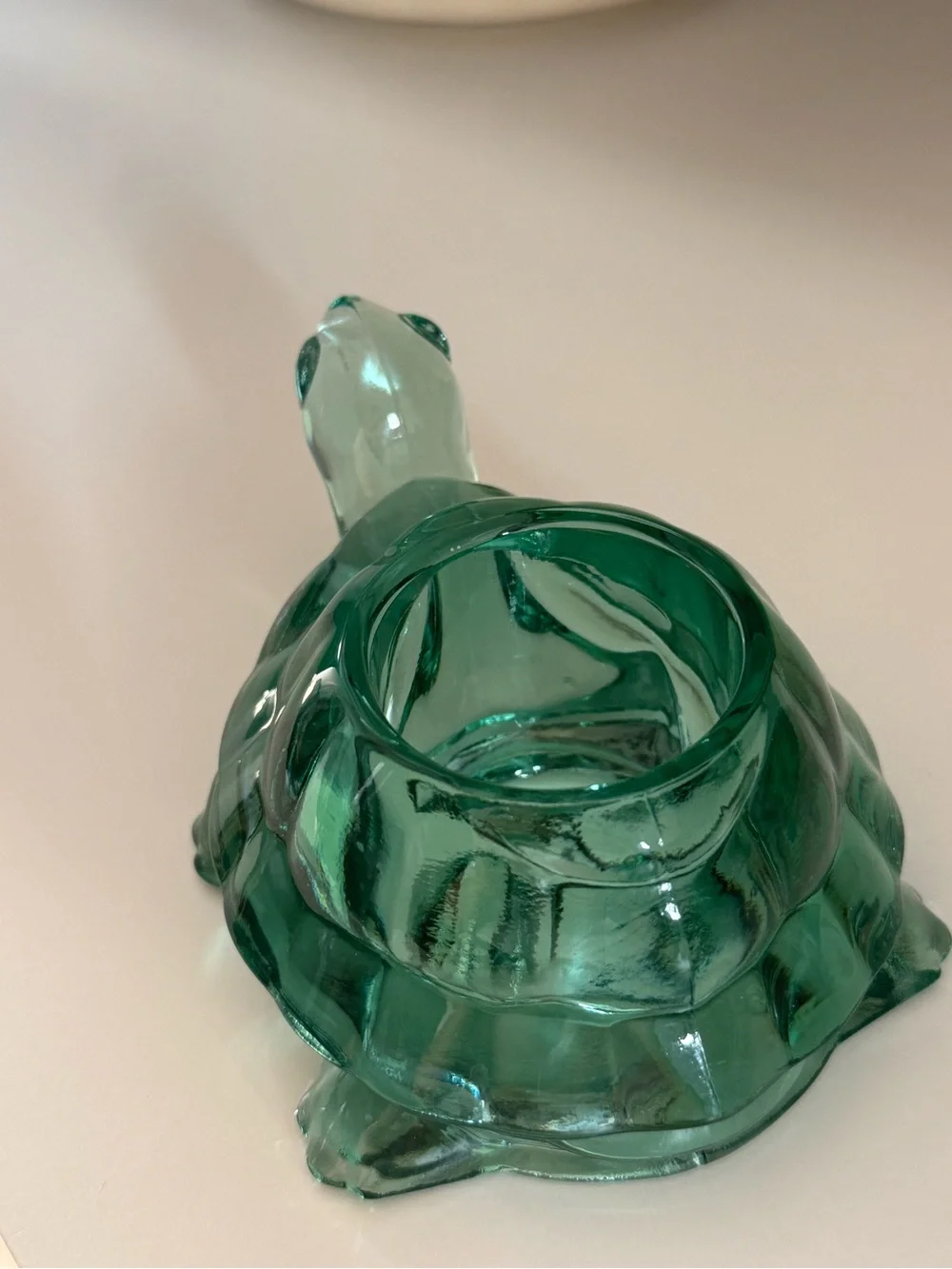 Green Glass Turtle Decorative Accent Candle Holder